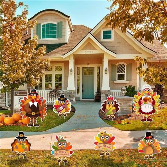 8PCS Thanksgiving Yard Signs with Stakes, Thanksgiving Decorations Outdoor - Picture 6 of 8